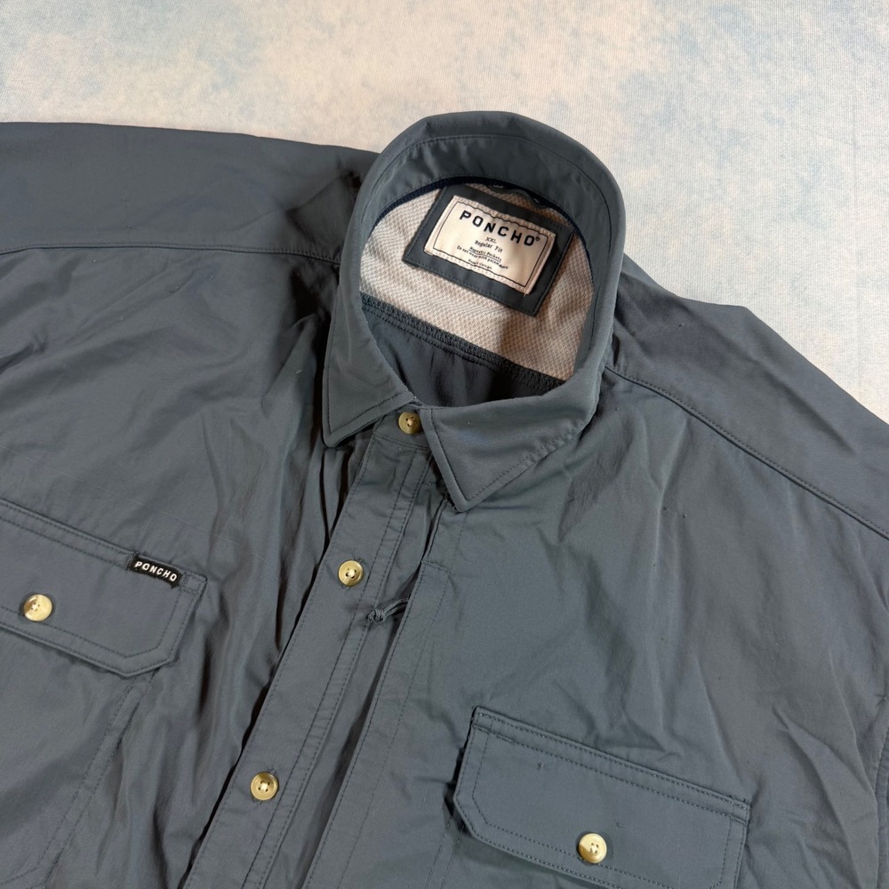 Poncho Outdoors Shirt Mens XXL Gray Good Short Sleeve Magnetic Pockets Utility